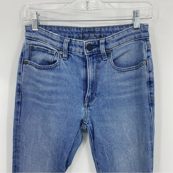 HALE Lea High Waisted Flare leg Side Zip Jeans Sz 27 medium wash - Picture 3 of 14